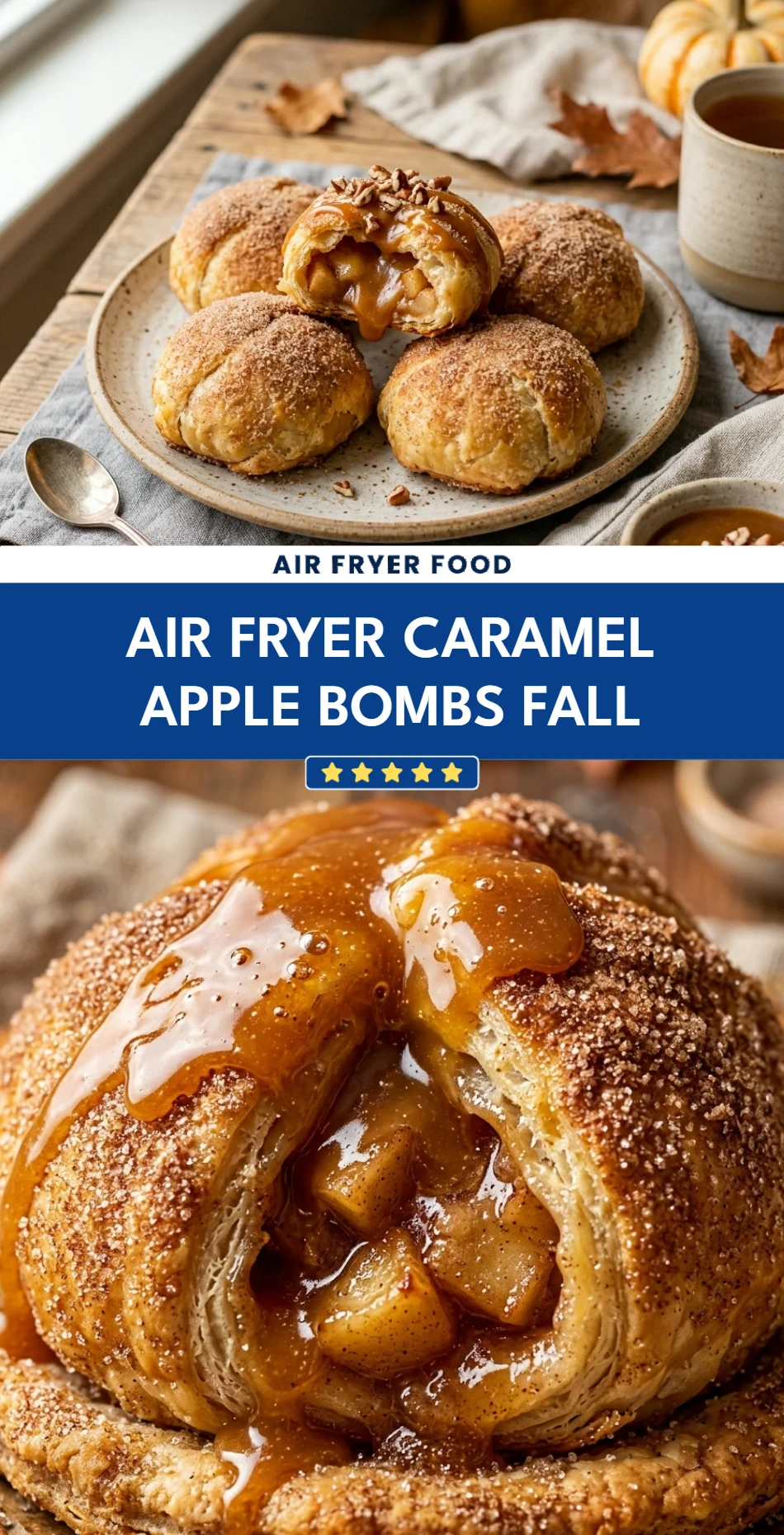 Air Fryer Caramel Apple Bombs Fall