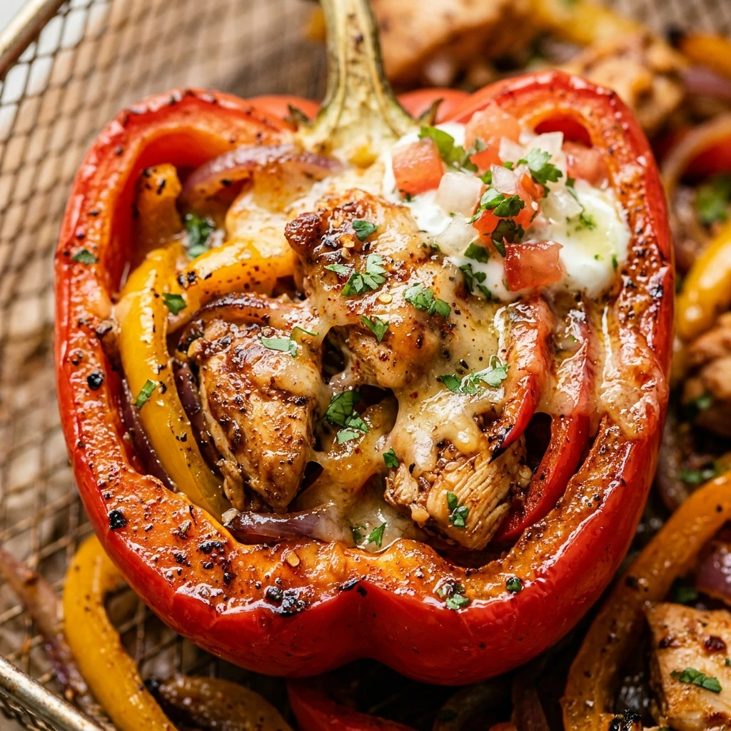 Air Fryer Chicken Fajita Stuffed Peppers