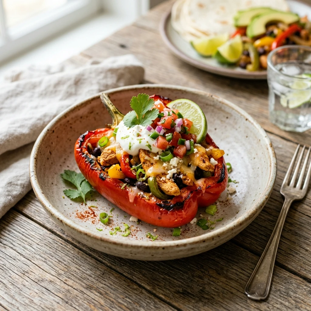 Air Fryer Chicken Fajita Stuffed Peppers