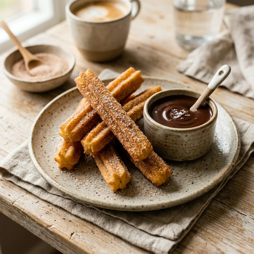 Air Fryer Churros with Chocolate Sauce