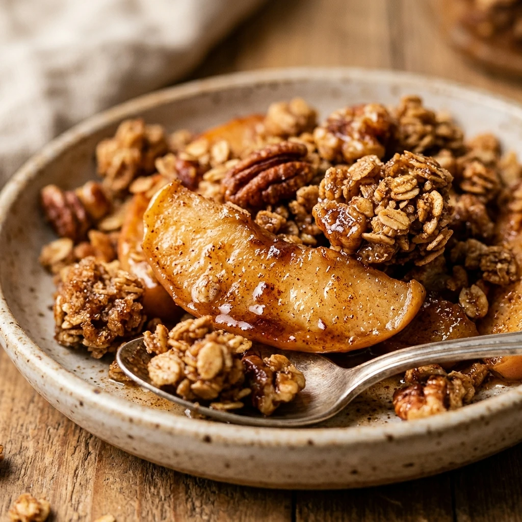 Air Fryer Cinnamon Apple Slices with Granola Crumble