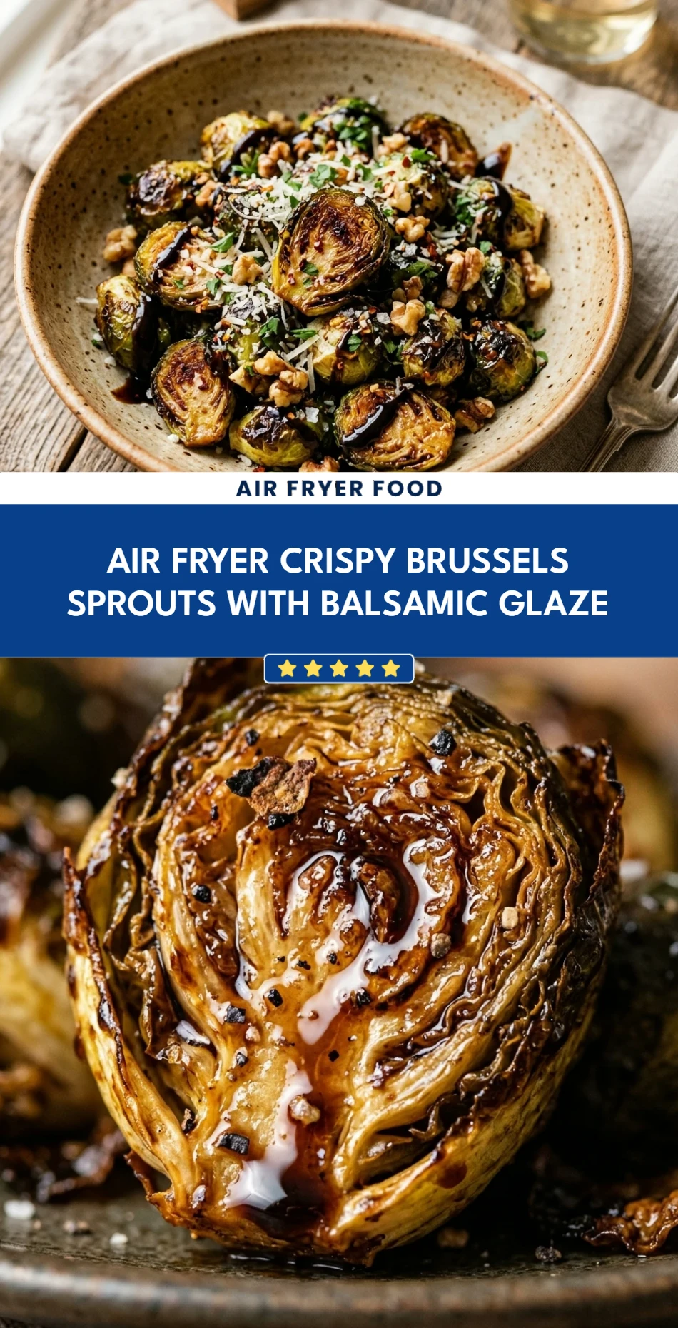 Air Fryer Crispy Brussels Sprouts with Balsamic Glaze