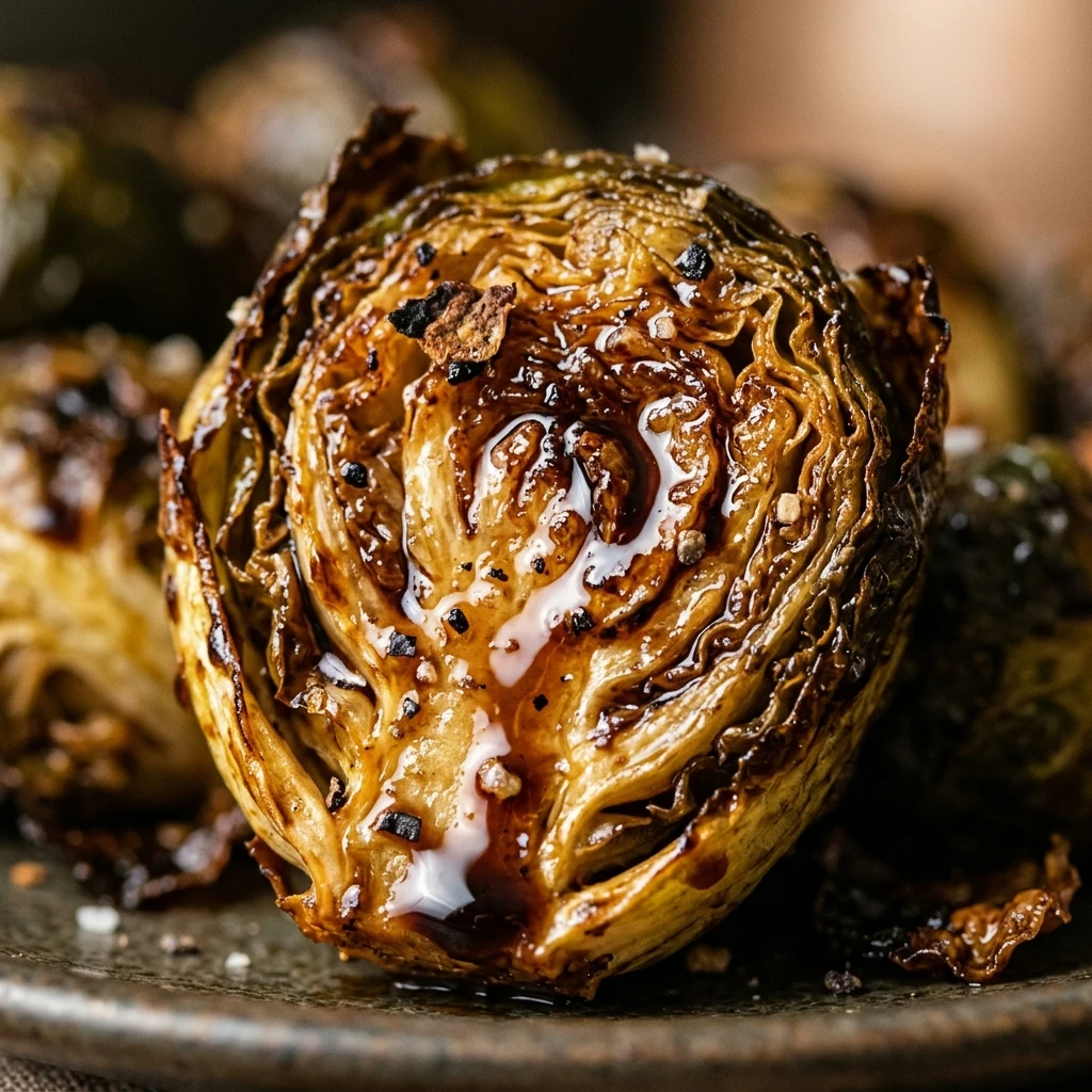 Air Fryer Crispy Brussels Sprouts with Balsamic Glaze
