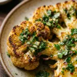 Air Fryer Crispy Cauliflower Steaks with Chimichurri