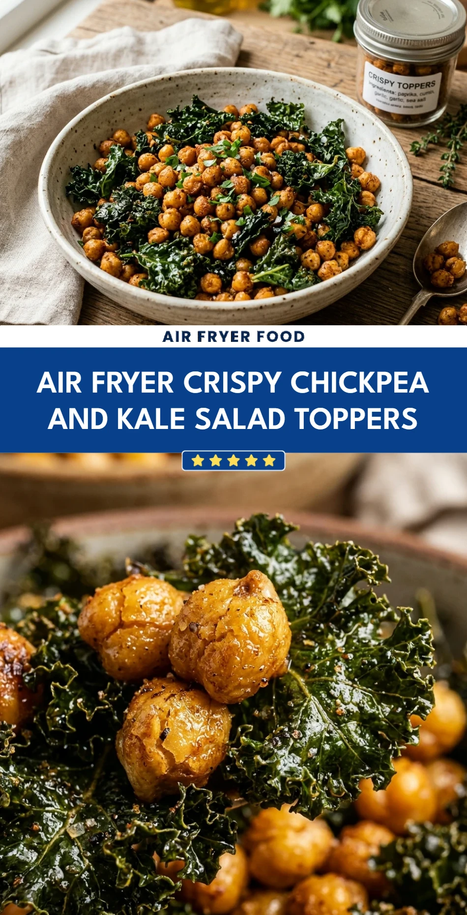 Air Fryer Crispy Chickpea and Kale Salad Toppers