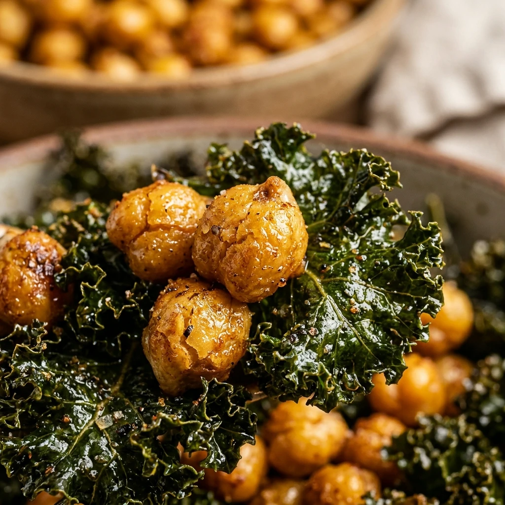 Air Fryer Crispy Chickpea and Kale Salad Toppers