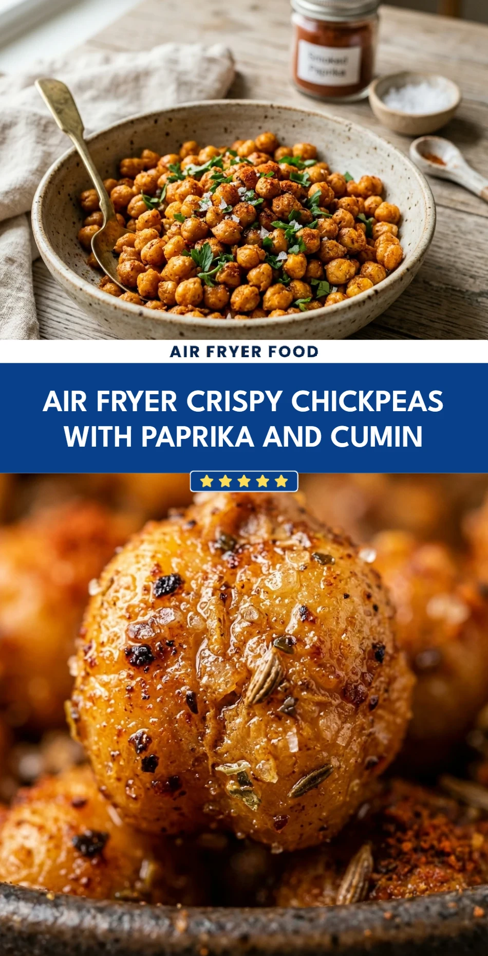 Air Fryer Crispy Chickpeas with Paprika and Cumin