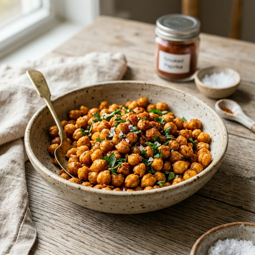 Air Fryer Crispy Chickpeas with Paprika and Cumin