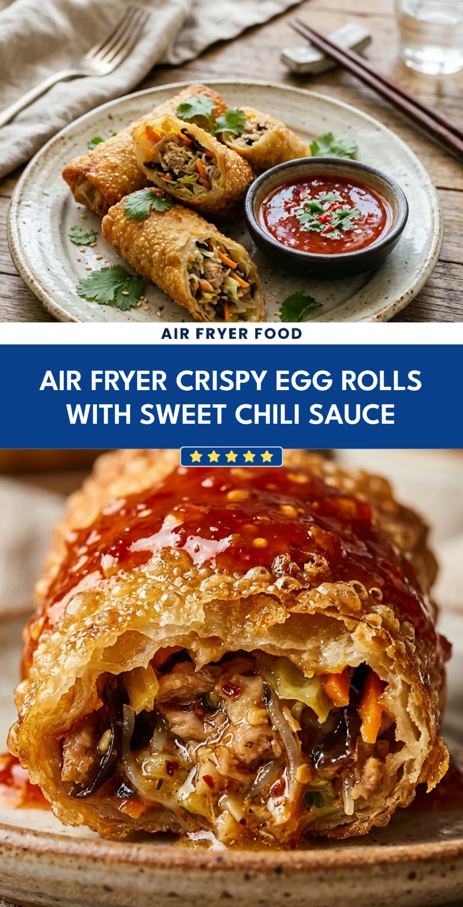 Air Fryer Crispy Egg Rolls with Sweet Chili Sauce