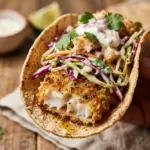 Air Fryer Crispy Fish Tacos with Cabbage Slaw