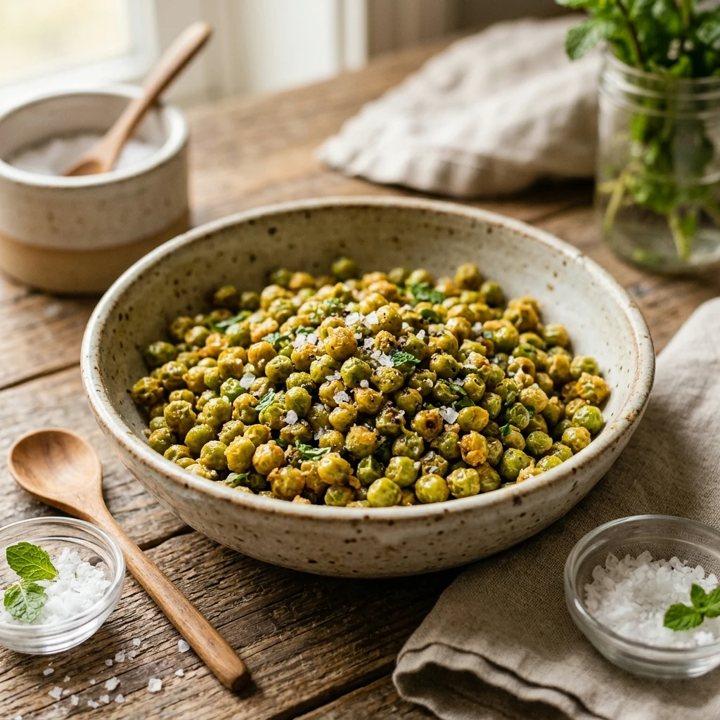 Air Fryer Crispy Green Peas with Sea Salt