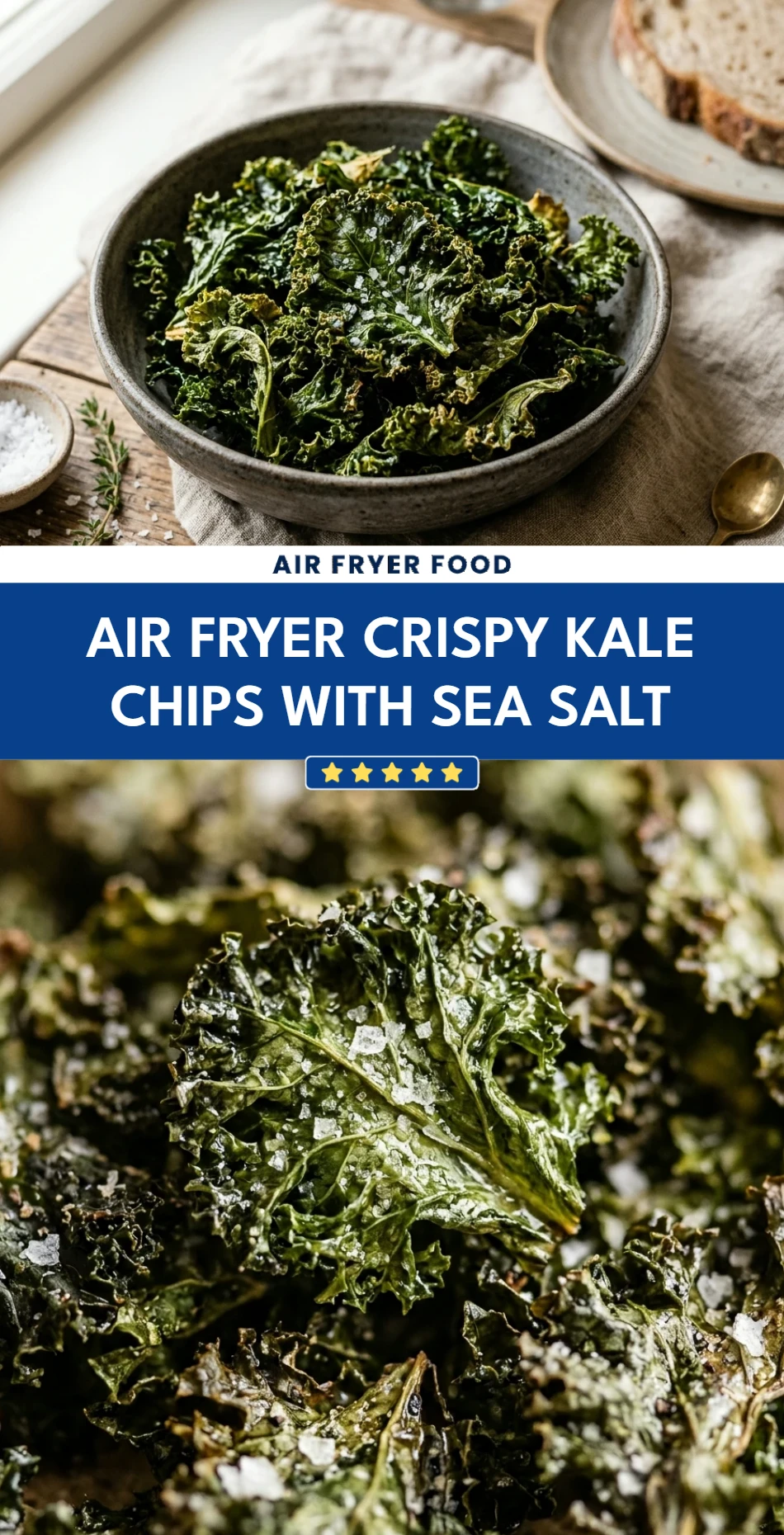 Air Fryer Crispy Kale Chips with Sea Salt