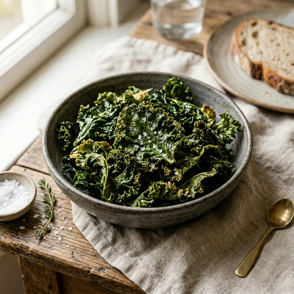 Air Fryer Crispy Kale Chips with Sea Salt