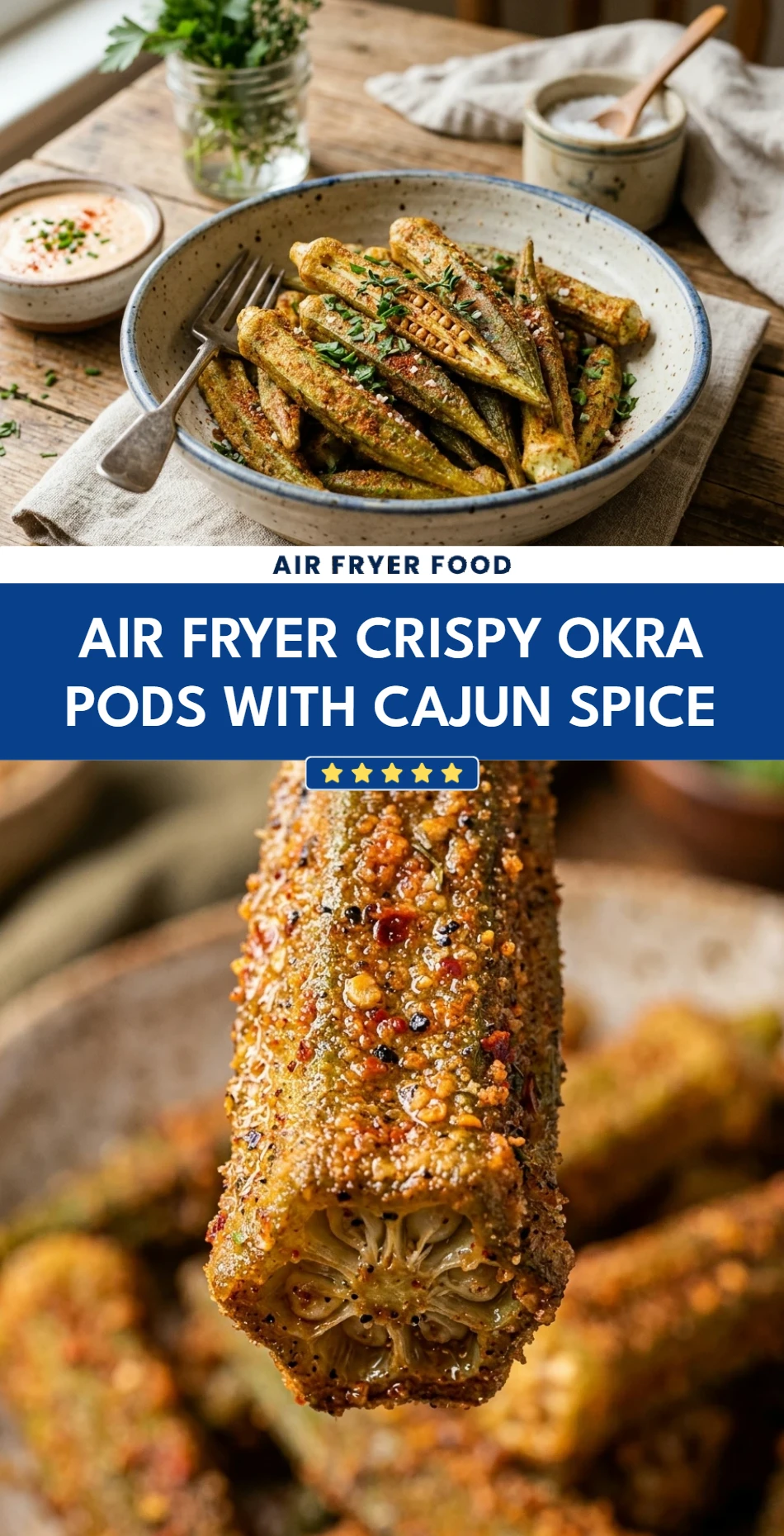 Air Fryer Crispy Okra Pods with Cajun Spice
