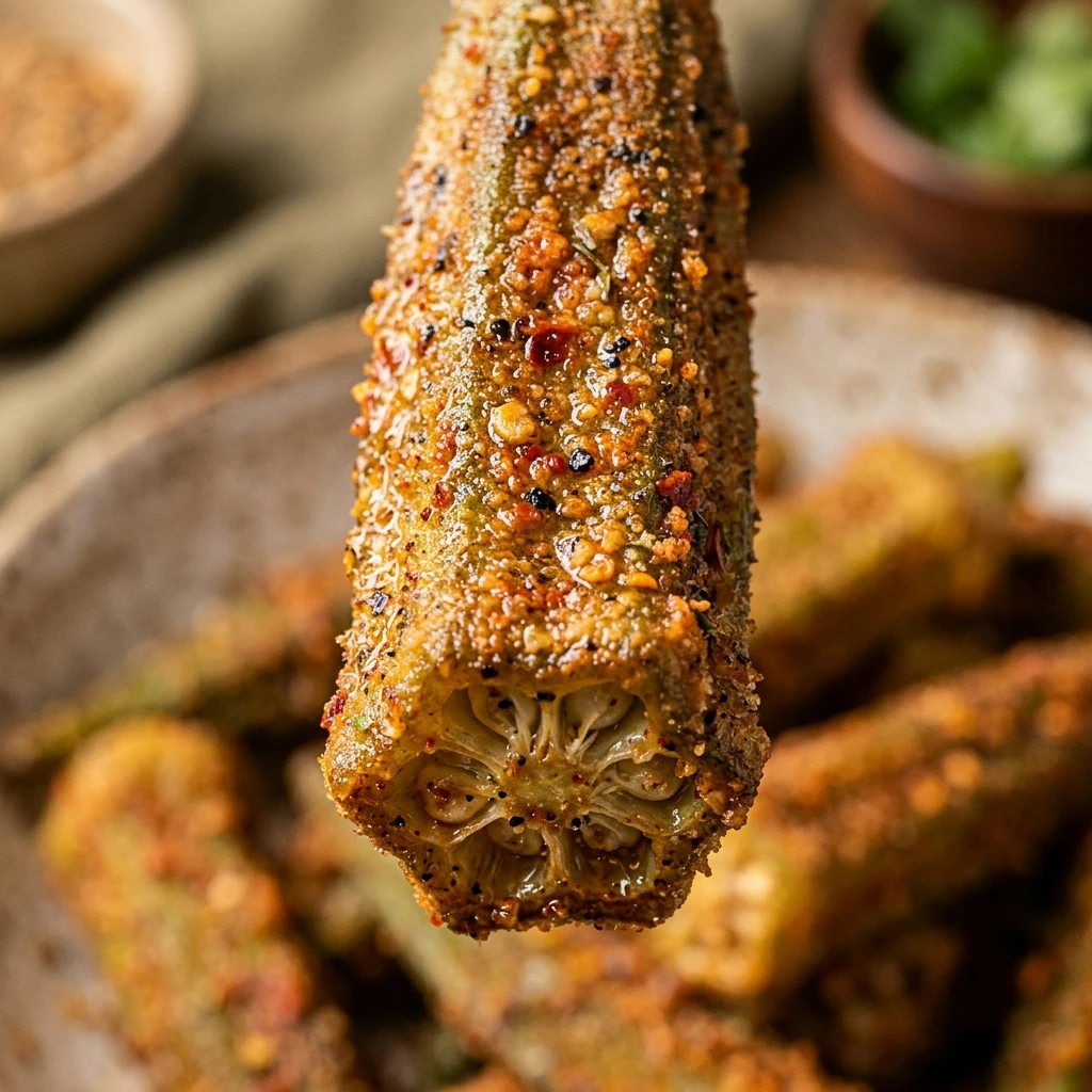Air Fryer Crispy Okra Pods with Cajun Spice