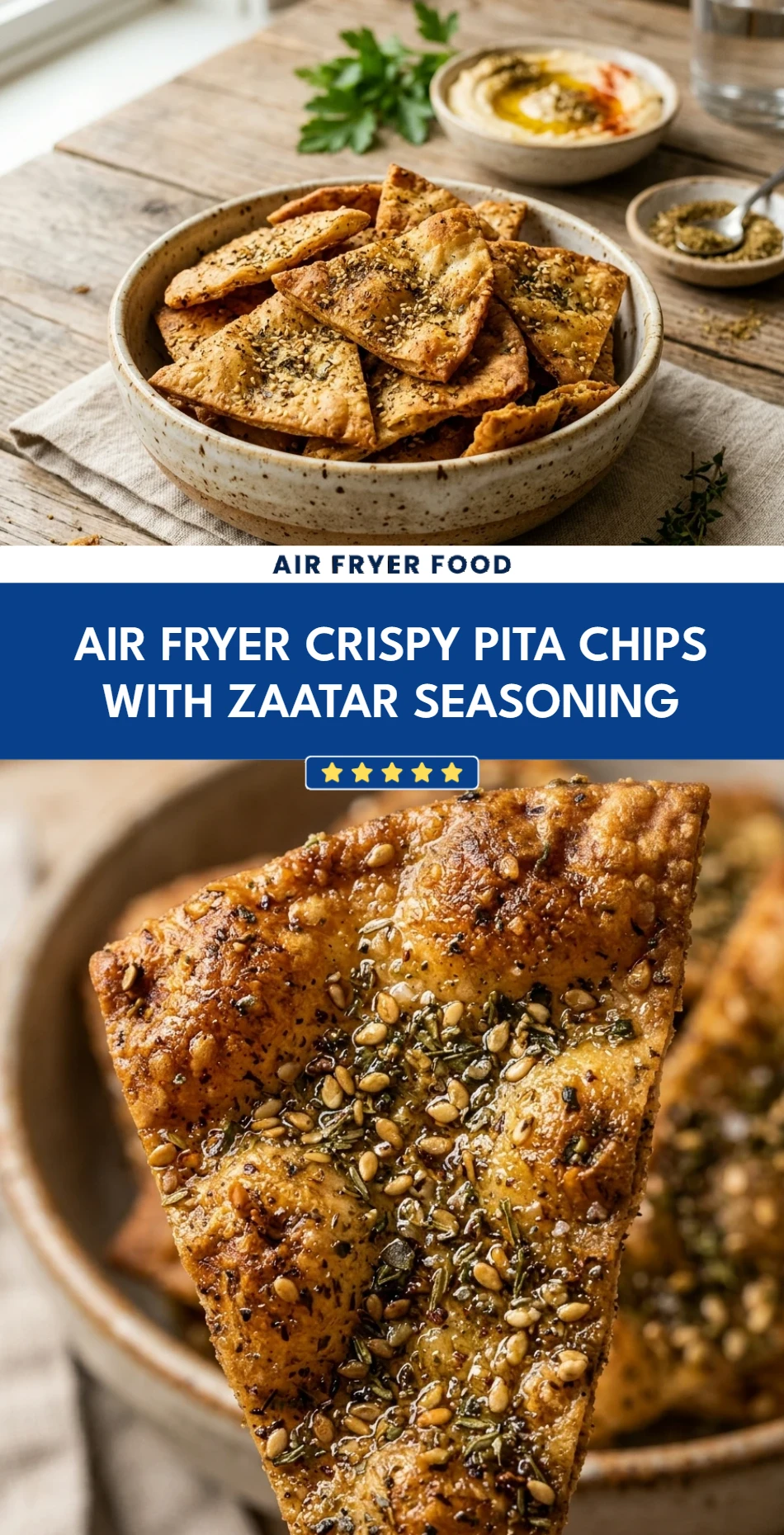 Air Fryer Crispy Pita Chips with Zaatar Seasoning