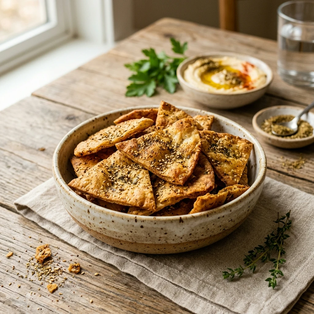 Air Fryer Crispy Pita Chips with Zaatar Seasoning