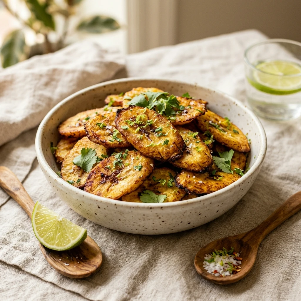 Air Fryer Crispy Plantain Slices with Lime Salt