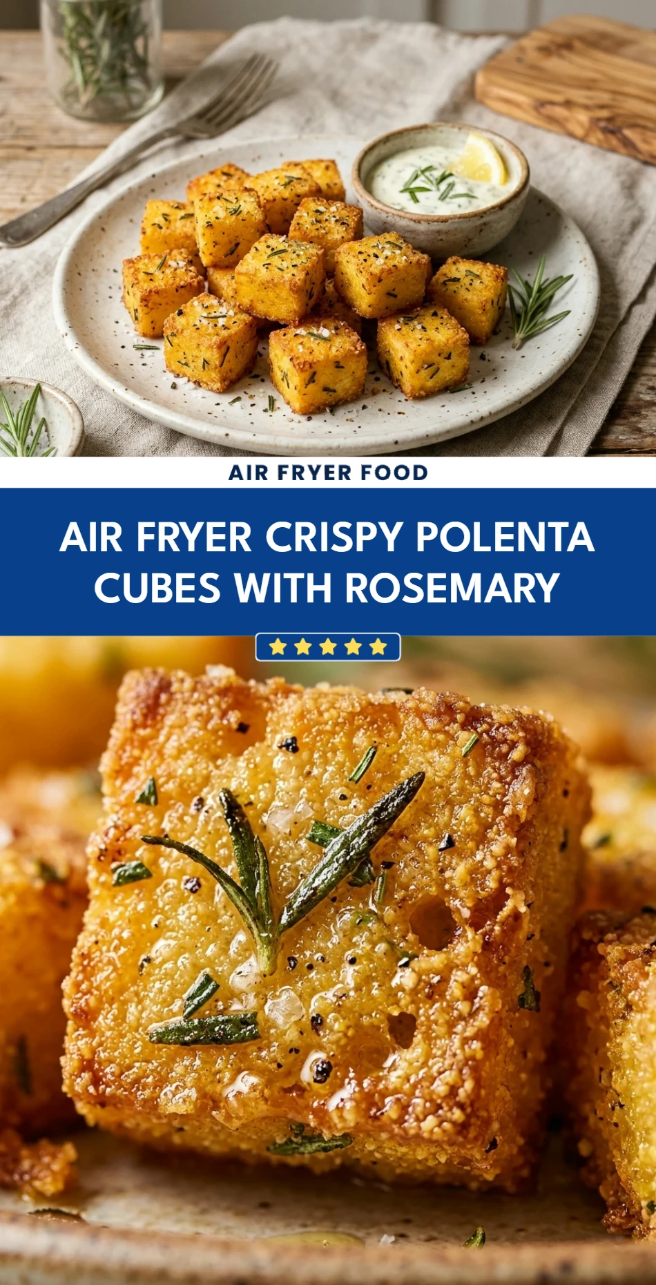Air Fryer Crispy Polenta Cubes with Rosemary