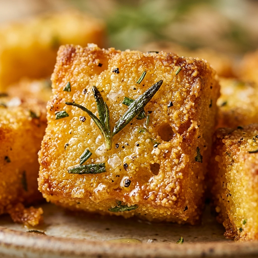 Air Fryer Crispy Polenta Cubes with Rosemary