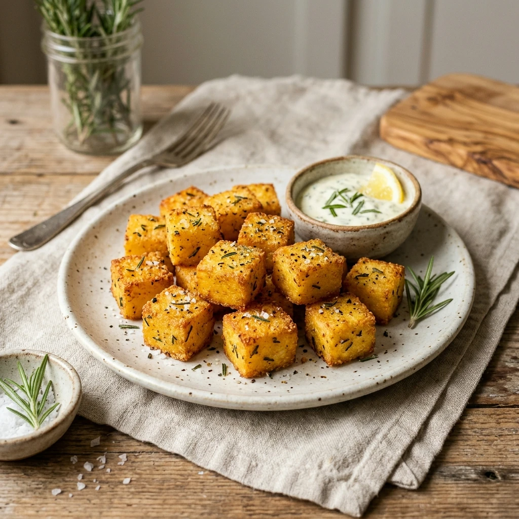 Air Fryer Crispy Polenta Cubes with Rosemary