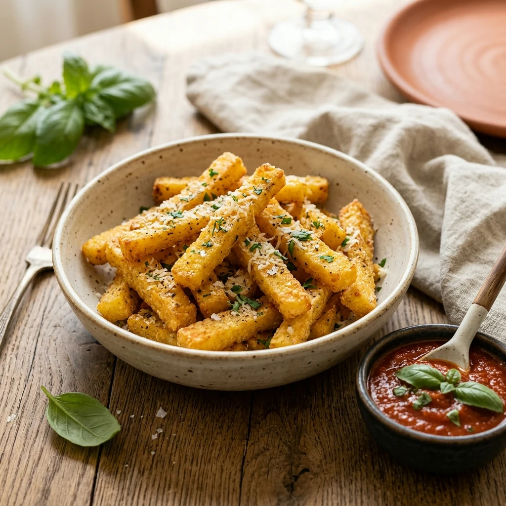Air Fryer Crispy Polenta Fries with Marinara