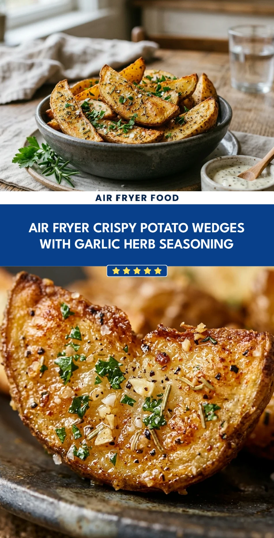 Air Fryer Crispy Potato Wedges with Garlic Herb Seasoning
