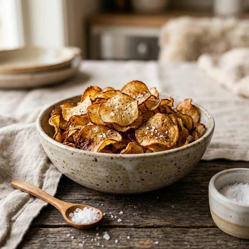 Air Fryer Crispy Radish Chips with Sea Salt