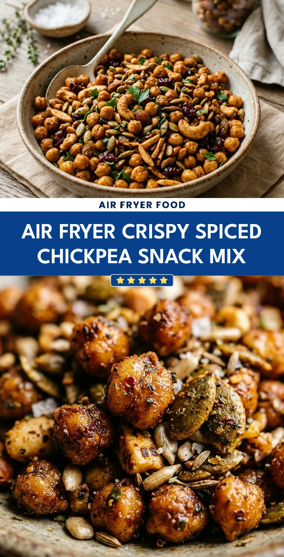 Air Fryer Crispy Spiced Chickpea Snack Mix