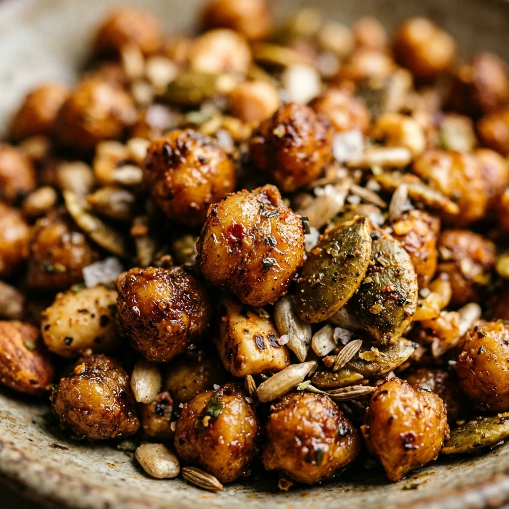 Air Fryer Crispy Spiced Chickpea Snack Mix