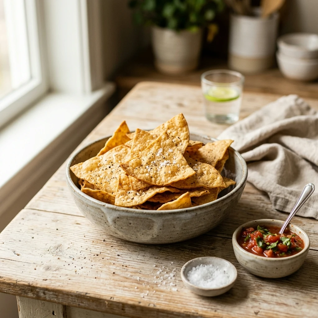 Air Fryer Crispy Tortilla Chips with Sea Salt
