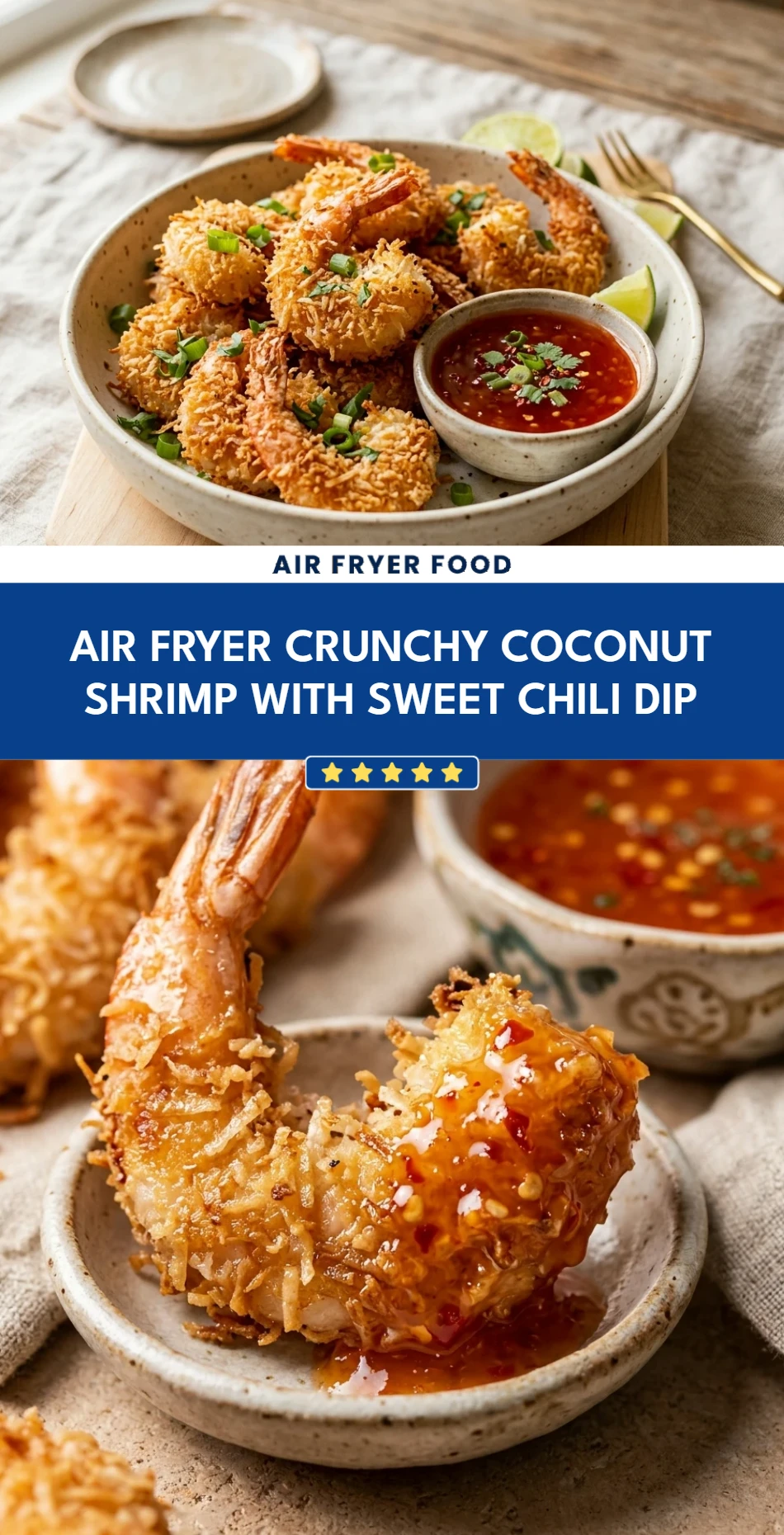 Air Fryer Crunchy Coconut Shrimp with Sweet Chili Dip