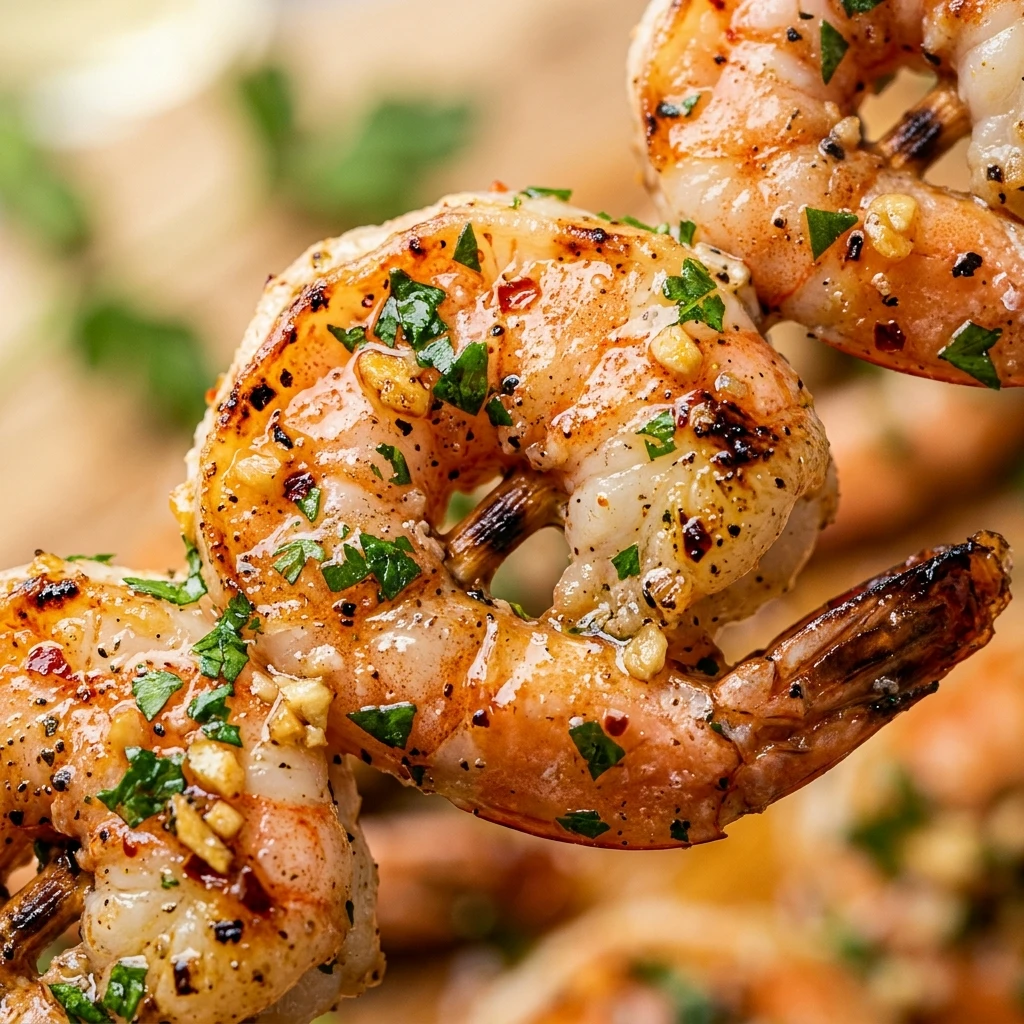 Air Fryer Garlic Butter Shrimp Skewers