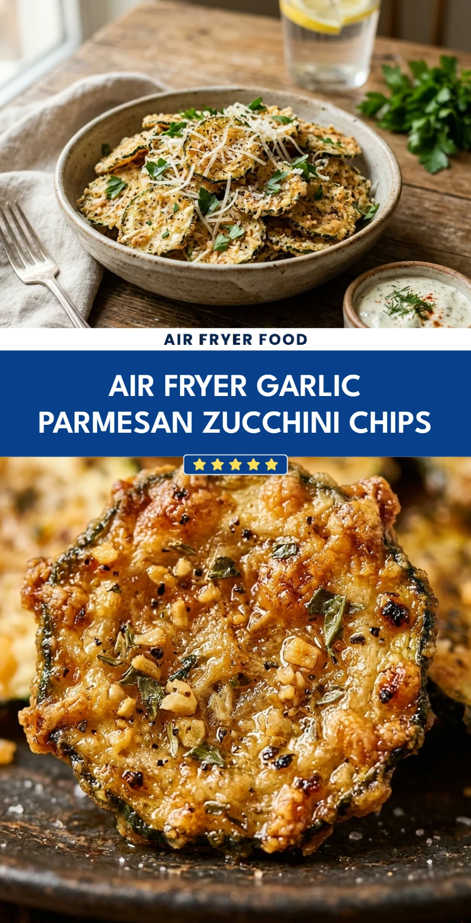 Air Fryer Garlic Parmesan Zucchini Chips