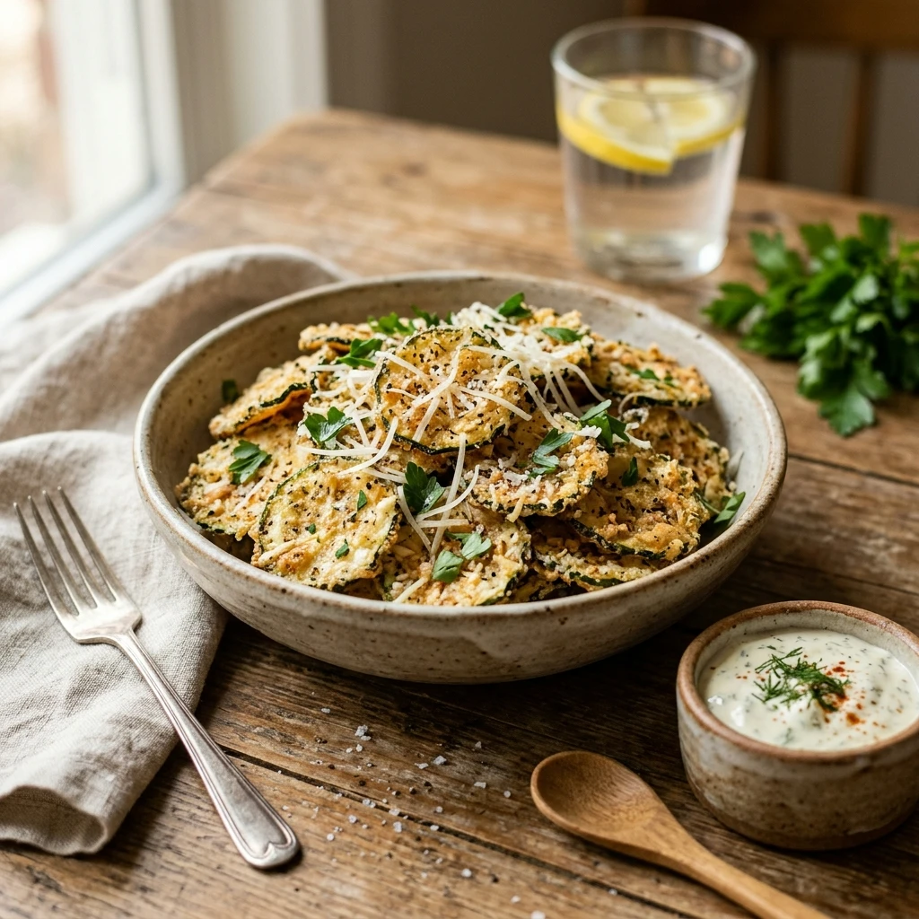 Air Fryer Garlic Parmesan Zucchini Chips