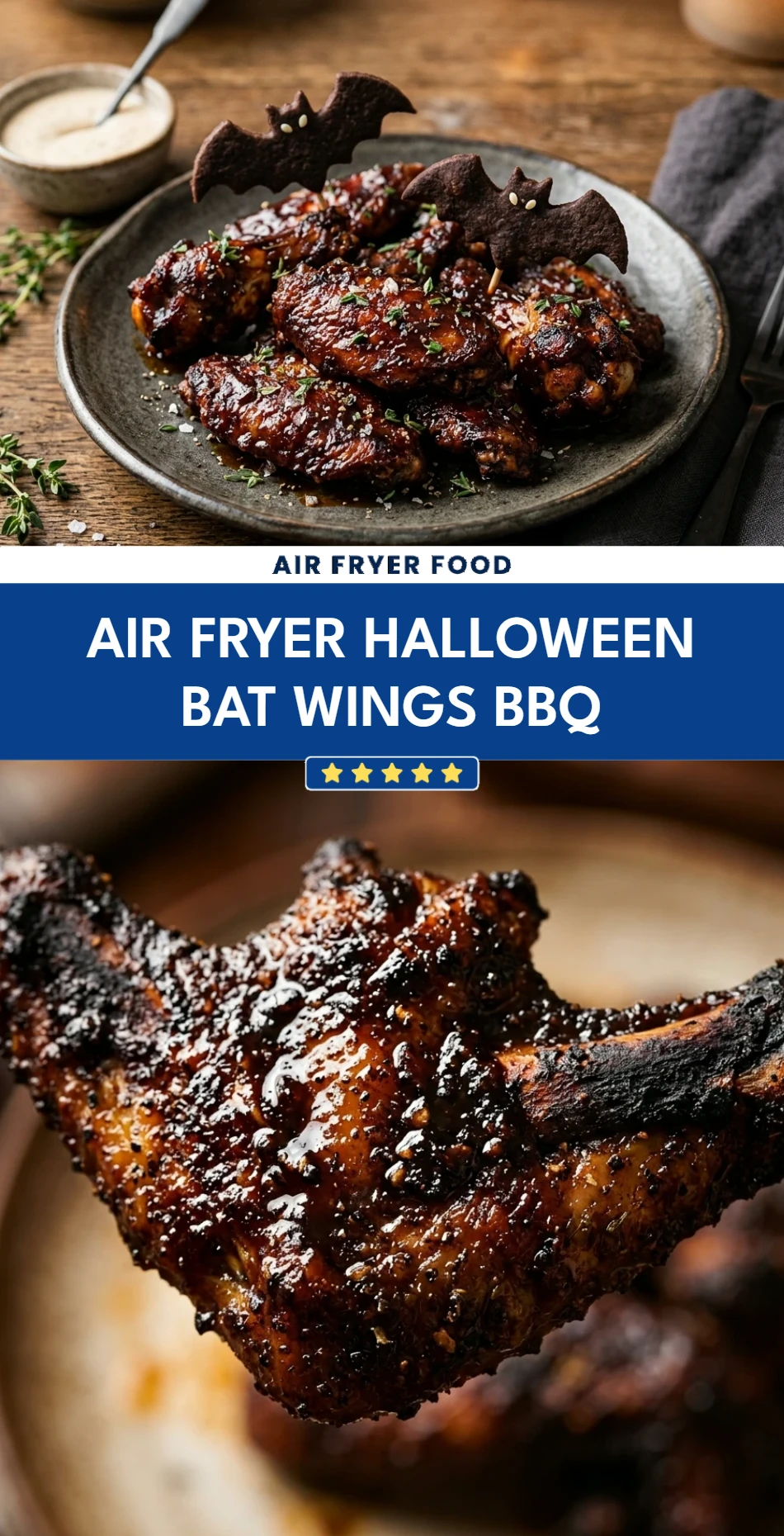 Air Fryer Halloween Bat Wings BBQ