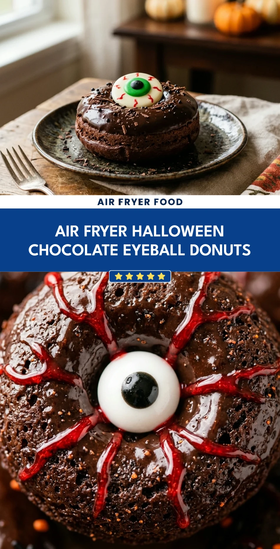 Air Fryer Halloween Chocolate Eyeball Donuts