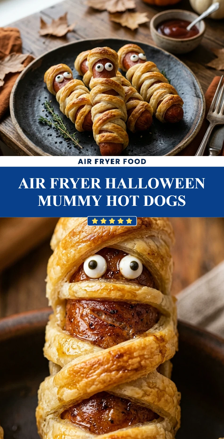 Air Fryer Halloween Mummy Hot Dogs