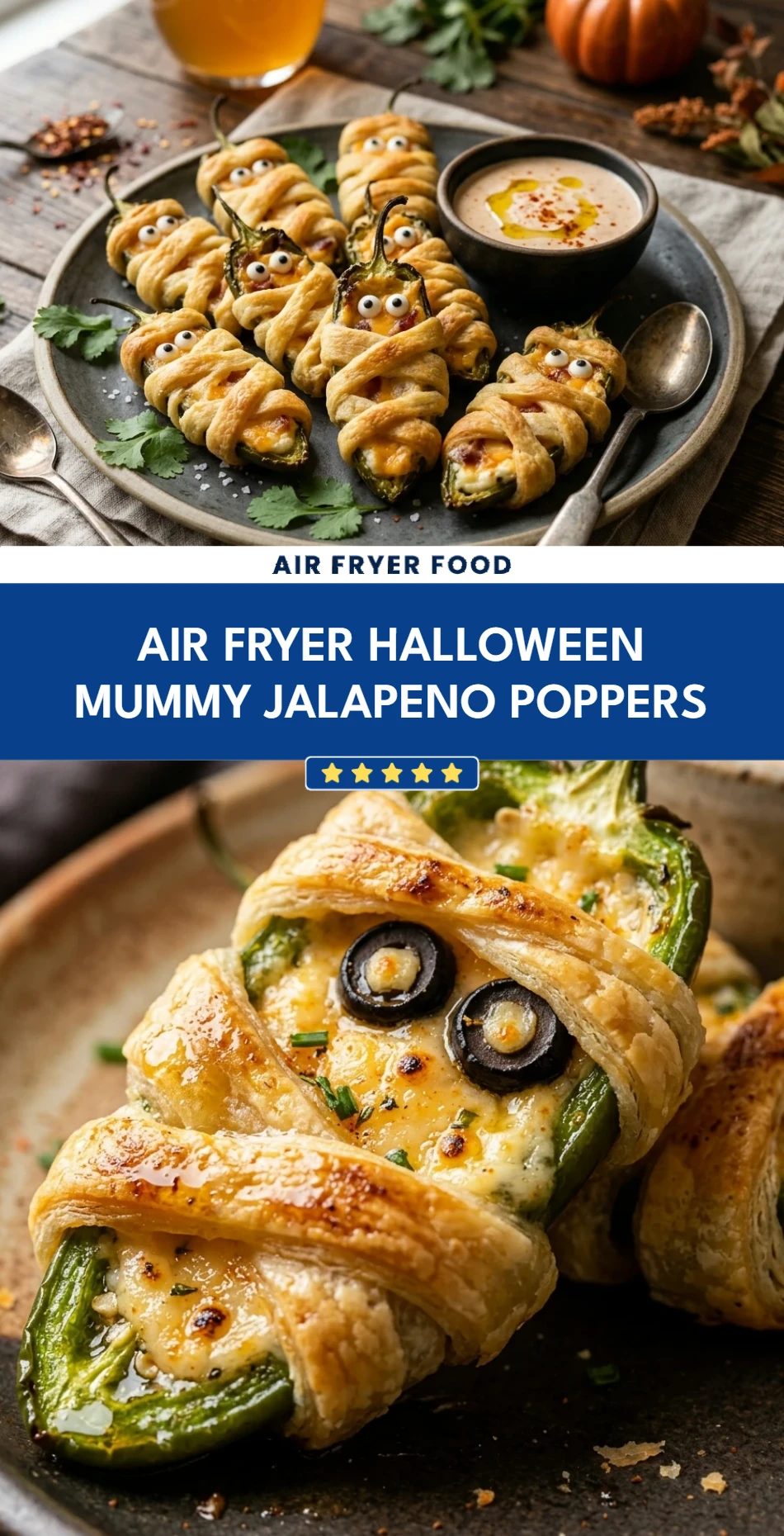 Air Fryer Halloween Mummy Jalapeno Poppers