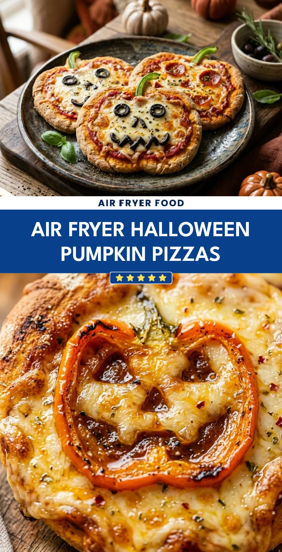 Air Fryer Halloween Pumpkin Pizzas