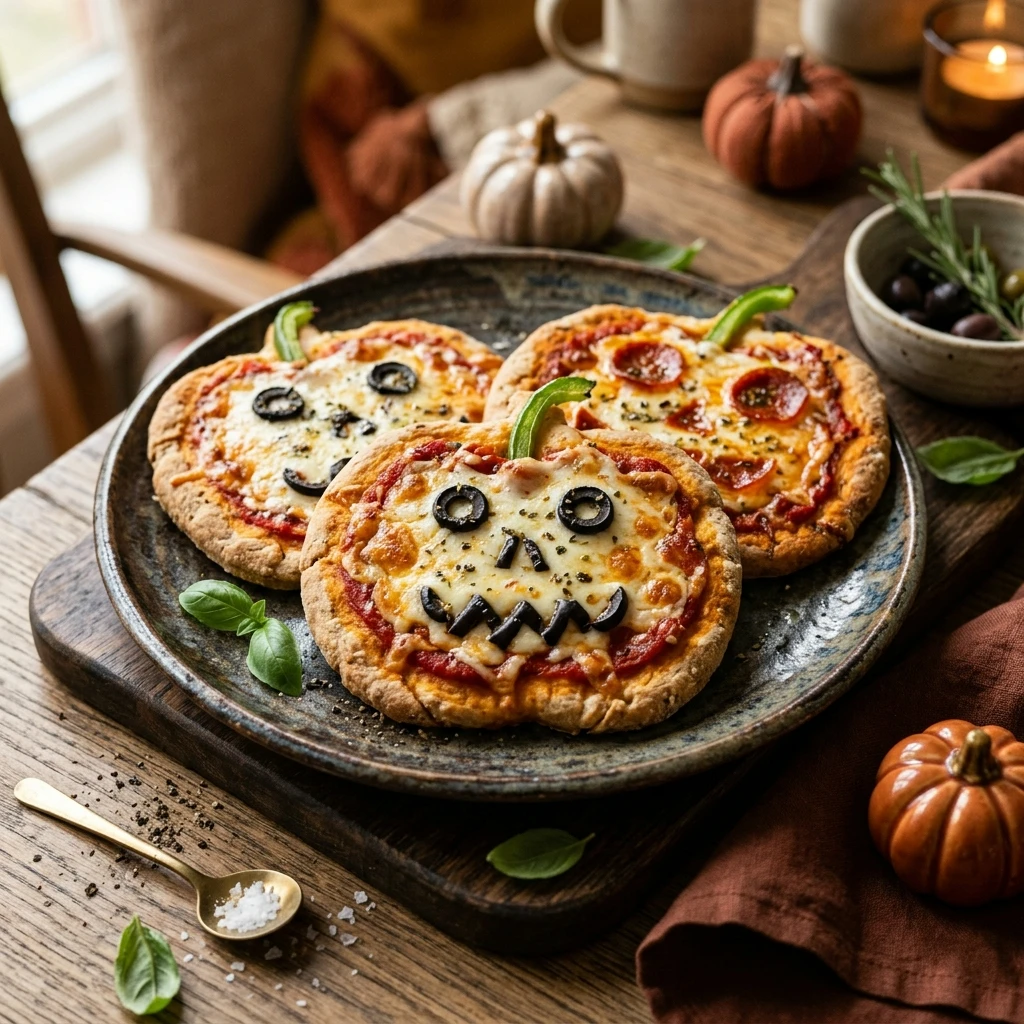 Air Fryer Halloween Pumpkin Pizzas