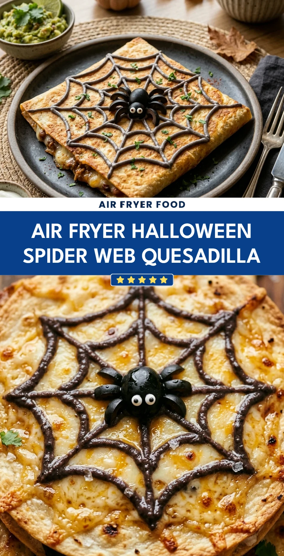 Air Fryer Halloween Spider Web Quesadilla