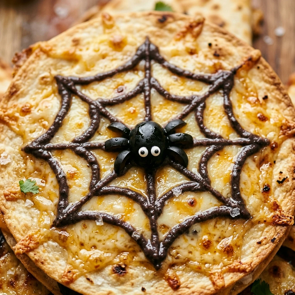 Air Fryer Halloween Spider Web Quesadilla