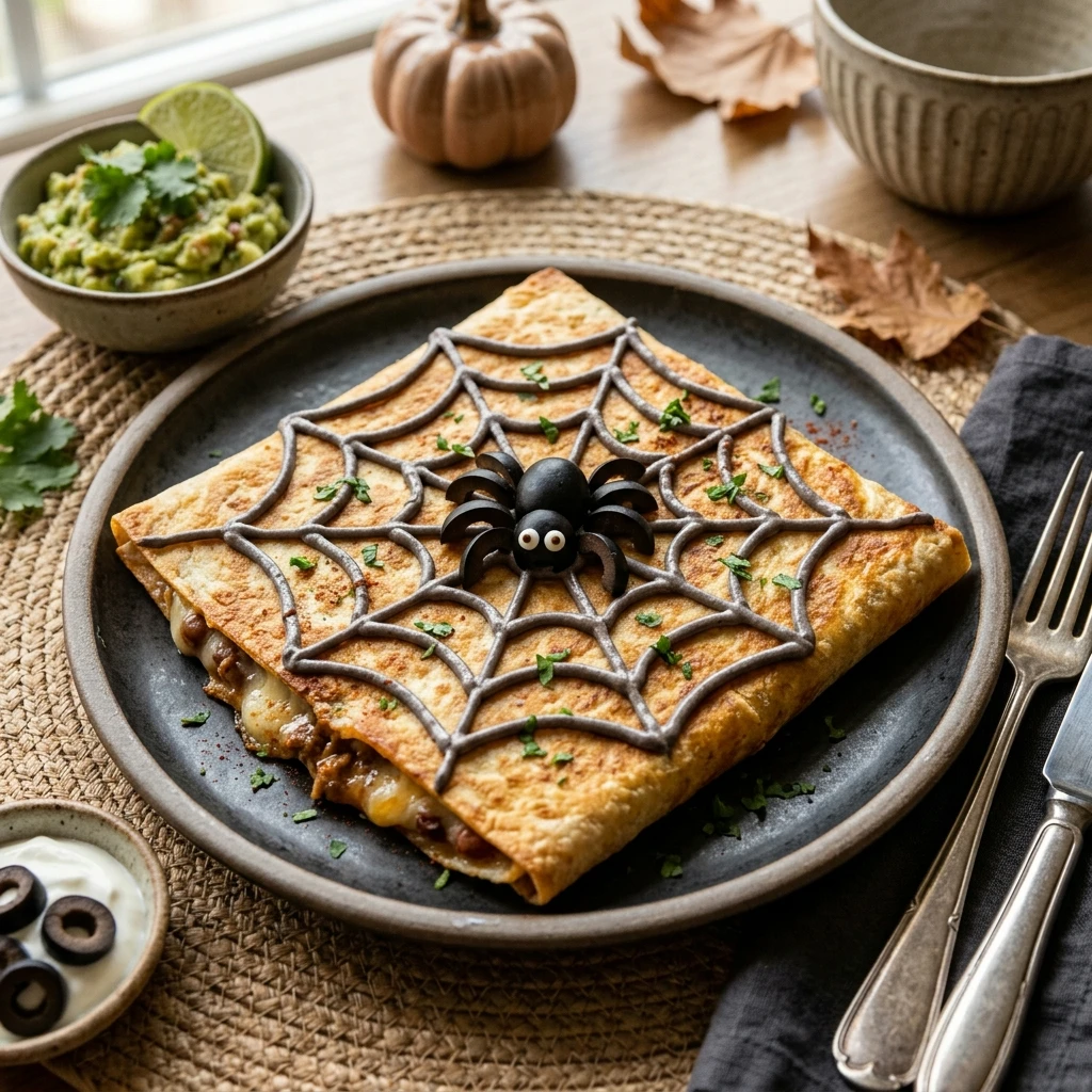 Air Fryer Halloween Spider Web Quesadilla