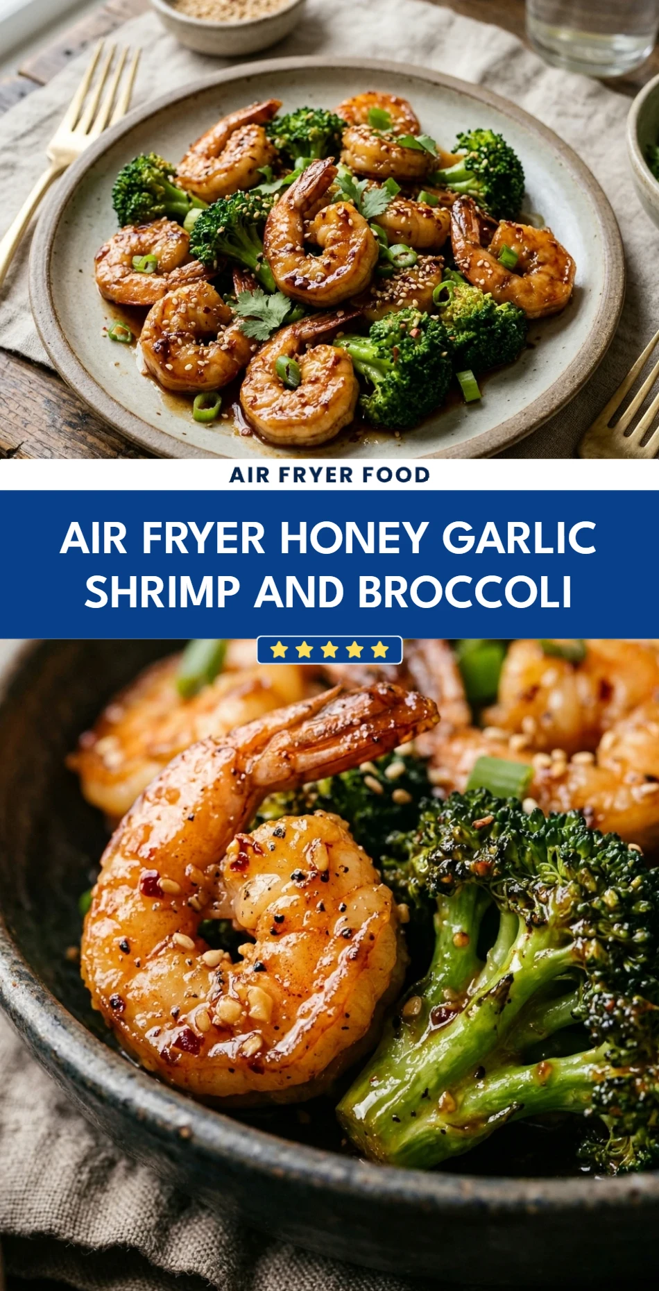 Air Fryer Honey Garlic Shrimp and Broccoli
