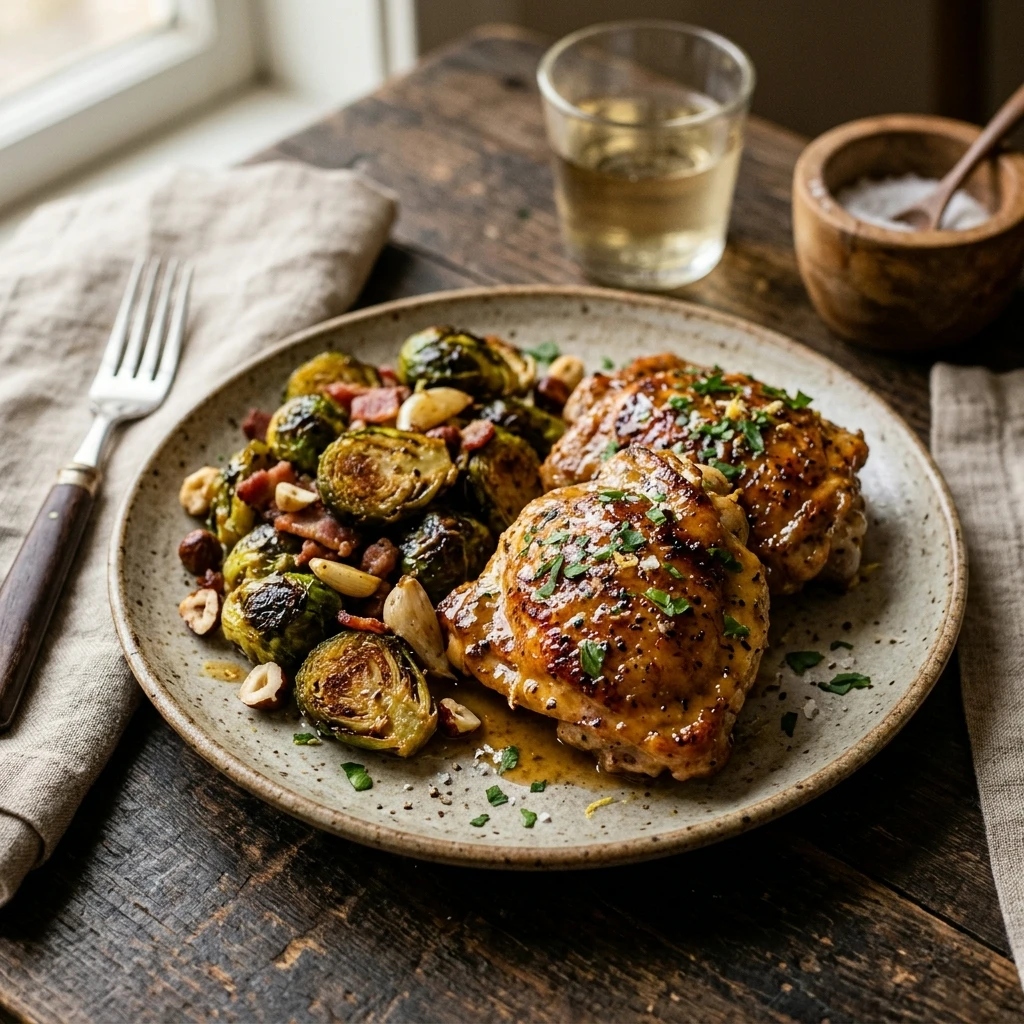 Air Fryer Honey Mustard Chicken and Brussels Sprouts