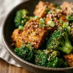Air Fryer Honey Sesame Tofu and Broccoli