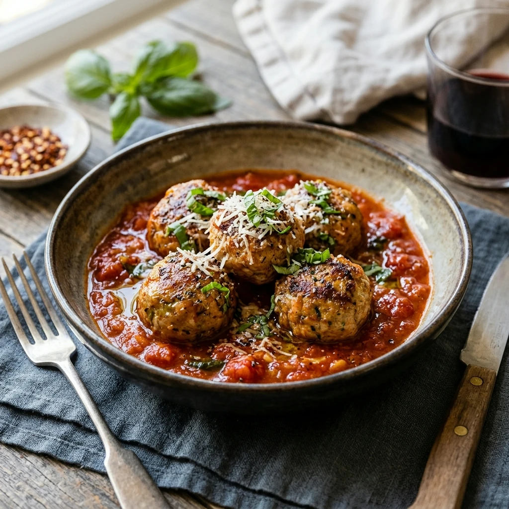 Air Fryer Italian Meatballs with Marinara Sauce