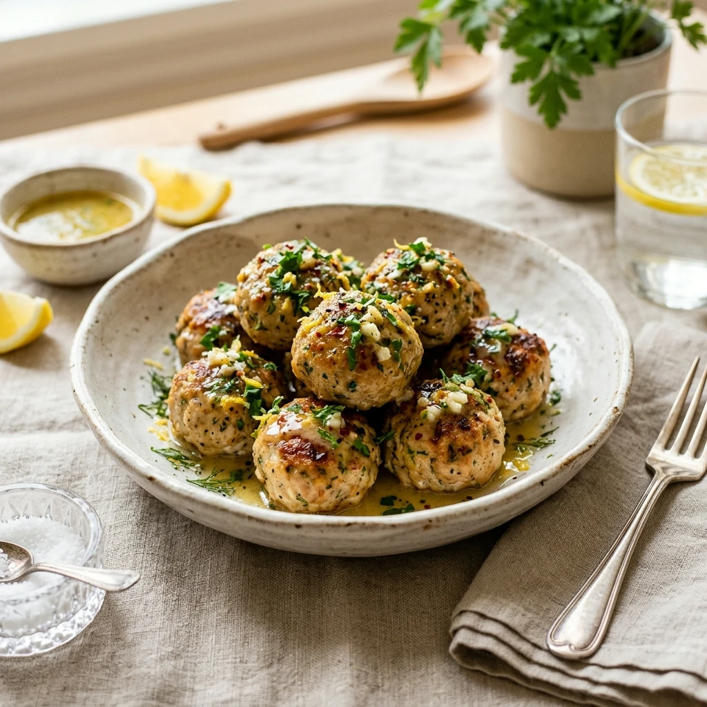 Air Fryer Lemon Garlic Turkey Meatballs