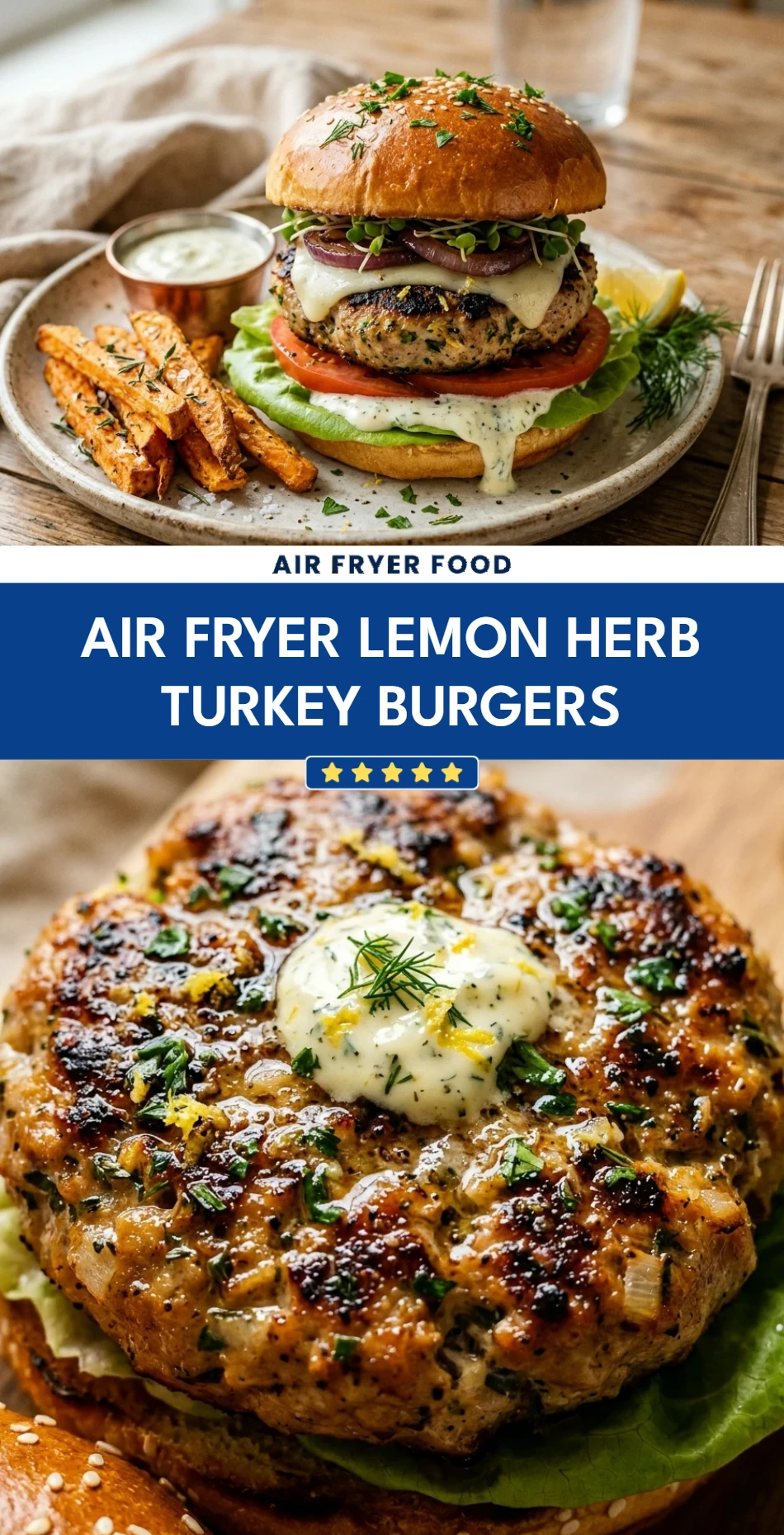 Air Fryer Lemon Herb Turkey Burgers